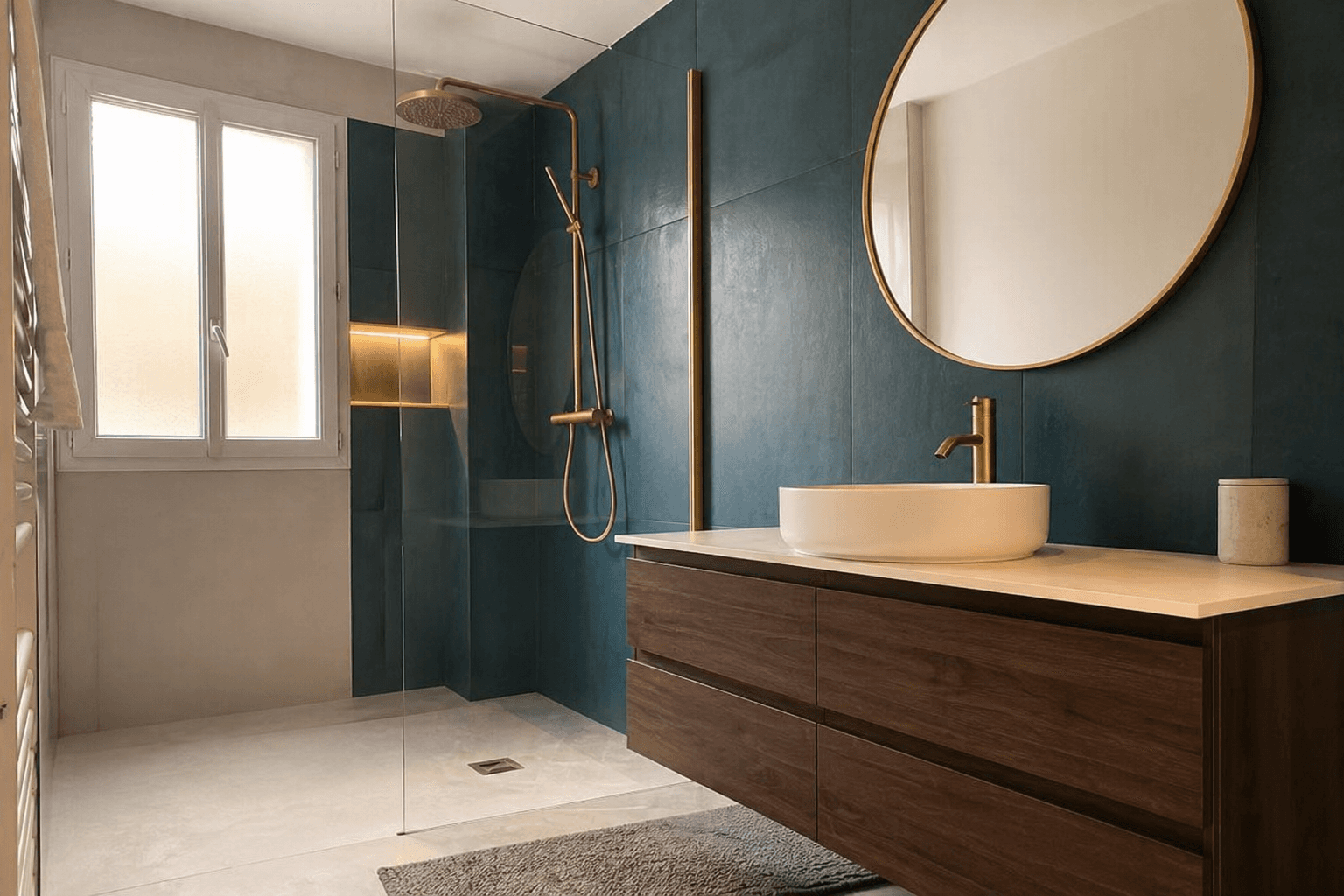 Salle de bain rénovée à Saint-Cloud avec douche italienne