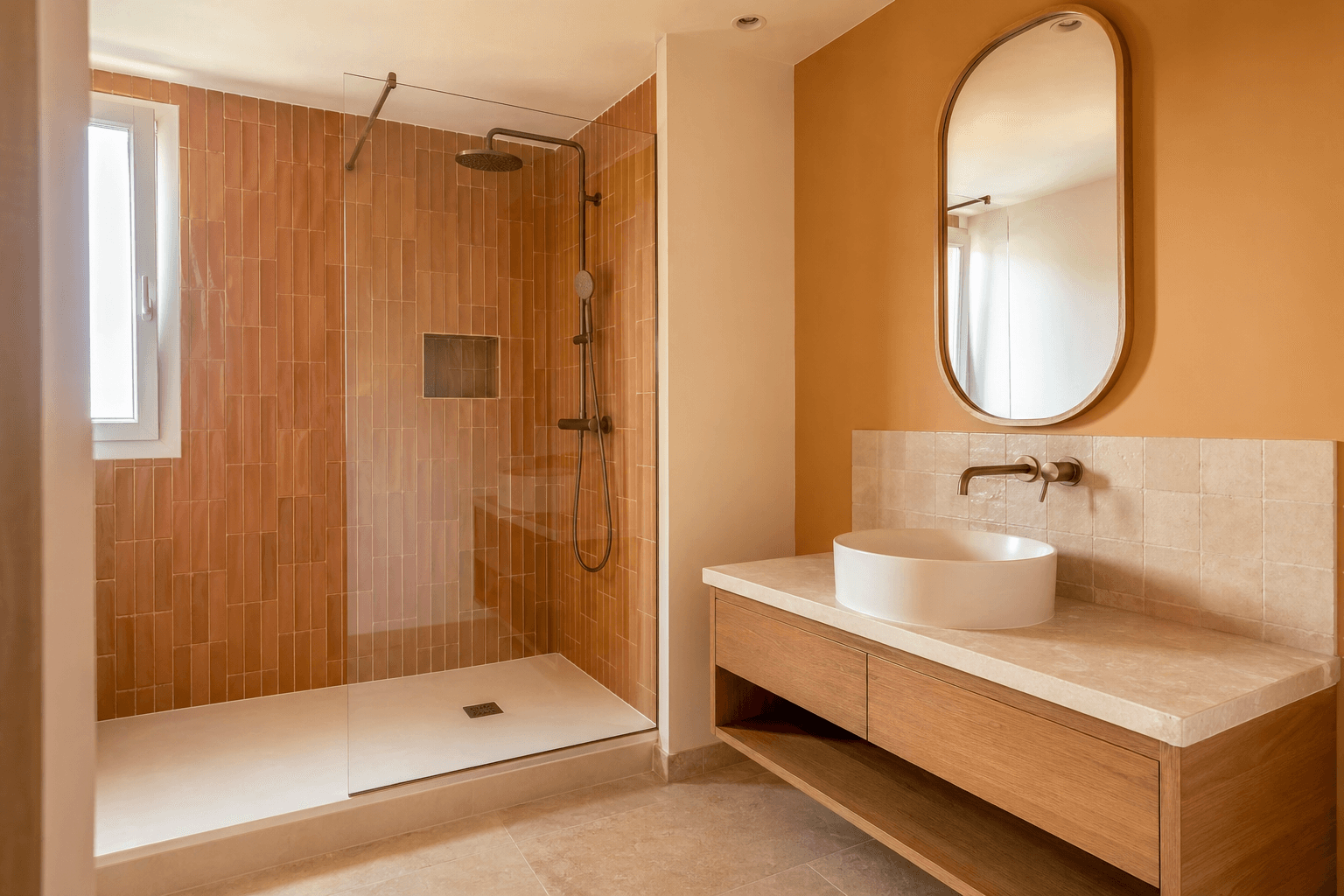 Douche italienne, rénovation salle de bain contemporaine